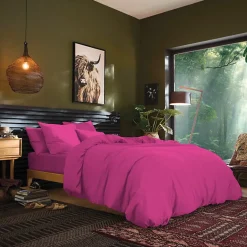 Coton Pur Drap housse 180 x 200 cm bonnet 30 cm "Prémium" pour lit 2 places King Size - Prémium Magenta Best