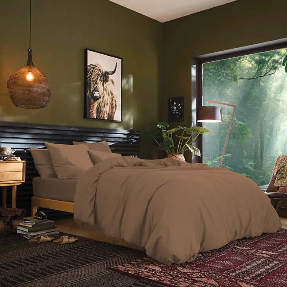 Coton Pur Drap housse 180 x 200 cm bonnet 30 cm "Prémium" pour lit 2 places King Size - Prémium Taupe Clearance
