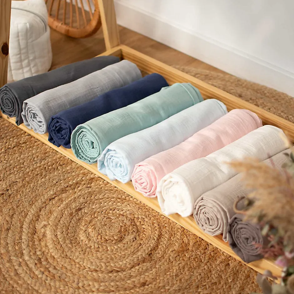 Sevira Kids Drap housse berceau en gaze de coton à carreaux