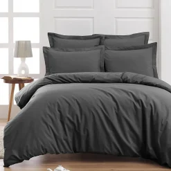Sensei Maison Drap housse bonnet 40 cm en percale coton PLUSAnthracite 200x200 cm SOFT PERCALE