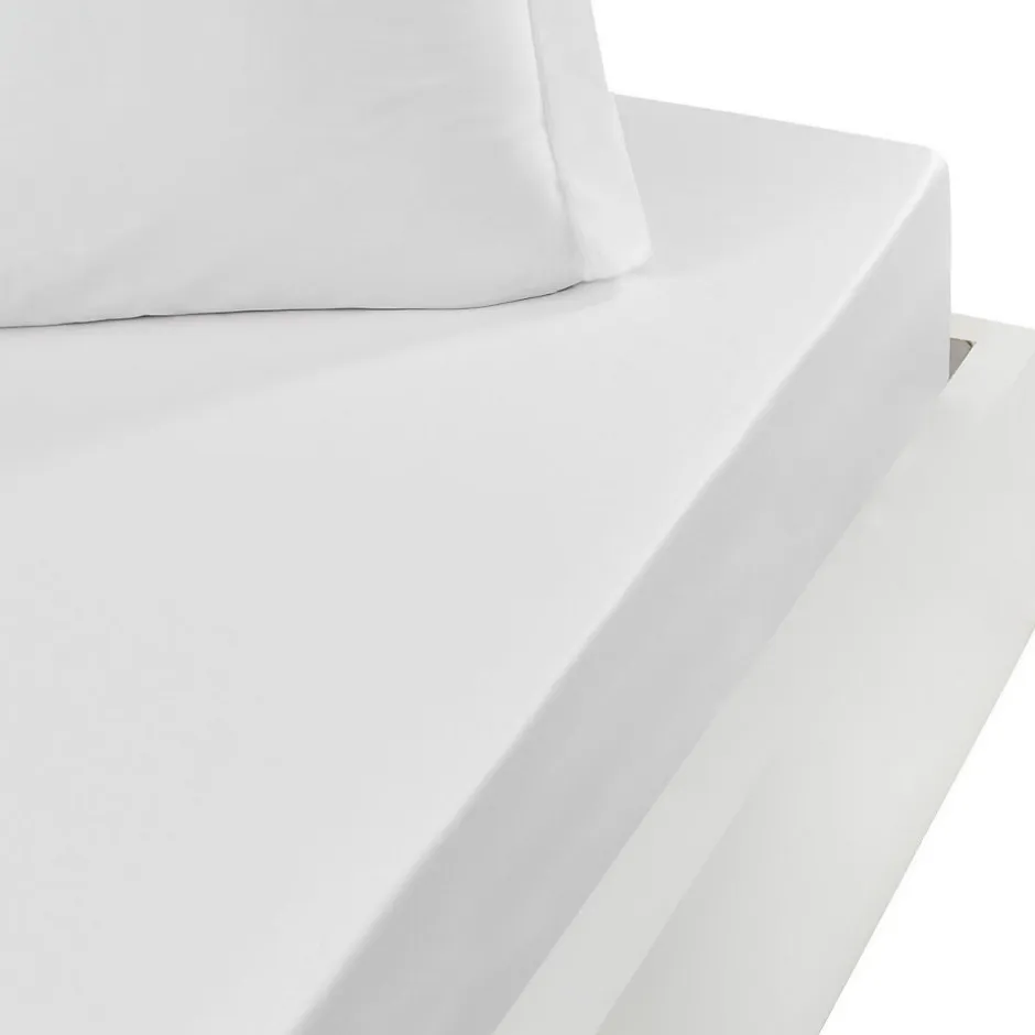 Sensei Maison Drap housse bonnet 40 cm en percale coton PLUSBlanc 160x200 cm SOFT PERCALE