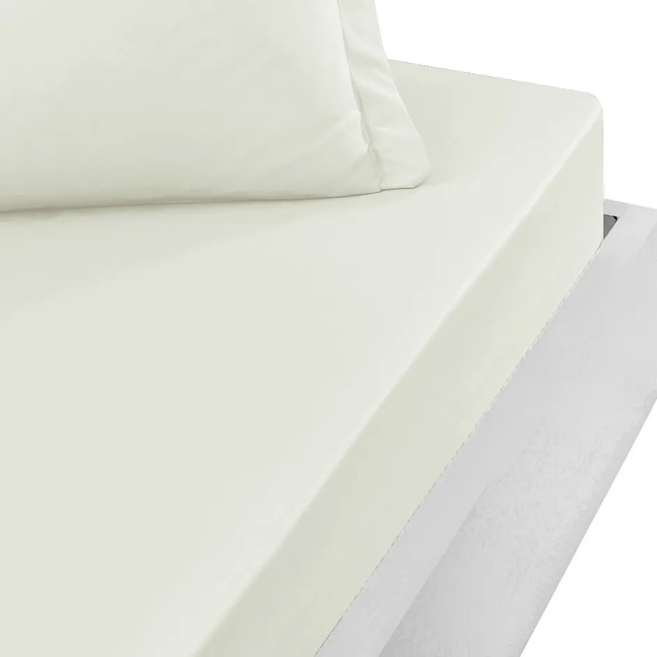 Sensei Maison Drap housse bonnet 40 cm en percale coton PLUSEcru 140x200 cm SOFT PERCALE