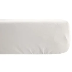 Linnea Drap housse CONCERTO satin de coton 200x200 cm bonnet 40 cm uni beige Craie Discount