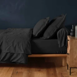 Eden Drap housse coton 57 fils noir 90 x 190 cm