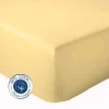 Tradilinge Drap Housse coton bonnet 23 cm fabriqué en France (180x190 cm - Jaune)