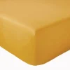 Tradilinge Drap Housse coton bonnet 23 cm fabriqué en France (180x190 cm - Jaune moutarde)