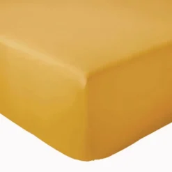 Tradilinge Drap Housse coton bonnet 23 cm fabriqué en France (180x190 cm - Jaune moutarde)