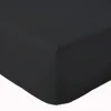 Tradilinge Drap Housse coton bonnet 23 cm fabriqué en France (180x190 cm - Noir) Discount