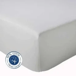Tradilinge Drap Housse coton bonnet 23 cm fabriqué en France (180x190 cm - Gris Galet)