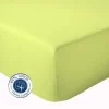 Tradilinge Drap Housse coton bonnet 23 cm fabriqué en France (140x190 cm - Vert)