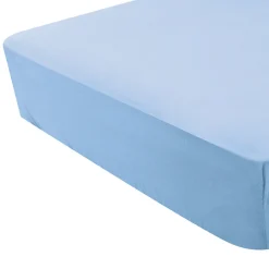 Domiva Drap housse coton certifié Oeko tex (70x140 cm - Bleu ciel)