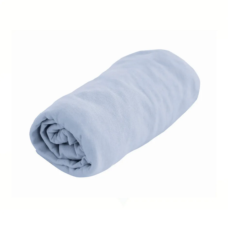 Domiva Drap housse coton certifié Oeko tex (70x140 cm - Bleu ciel)