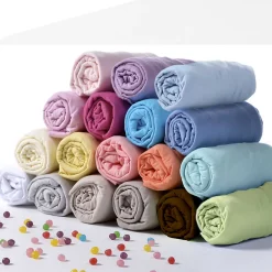 Domiva Drap housse coton certifié Oeko tex (70x140 cm - Bleu ciel)