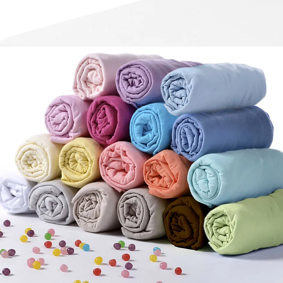 Domiva Drap housse coton certifié Oeko tex (70x140 cm - Bleu ciel)