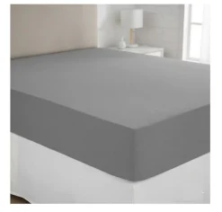 Eden Drap housse coton uni 140 x 190 cm Couleur moderne orage