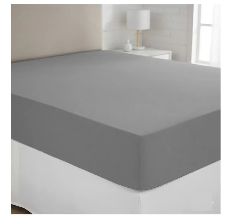 Eden Drap housse coton uni 140 x 190 cm Couleur moderne orage