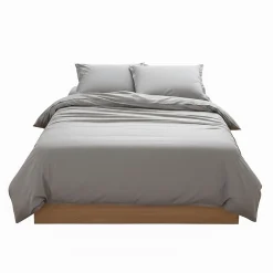 Eden Drap housse coton uni 140 x 190 cm Couleur moderne orage