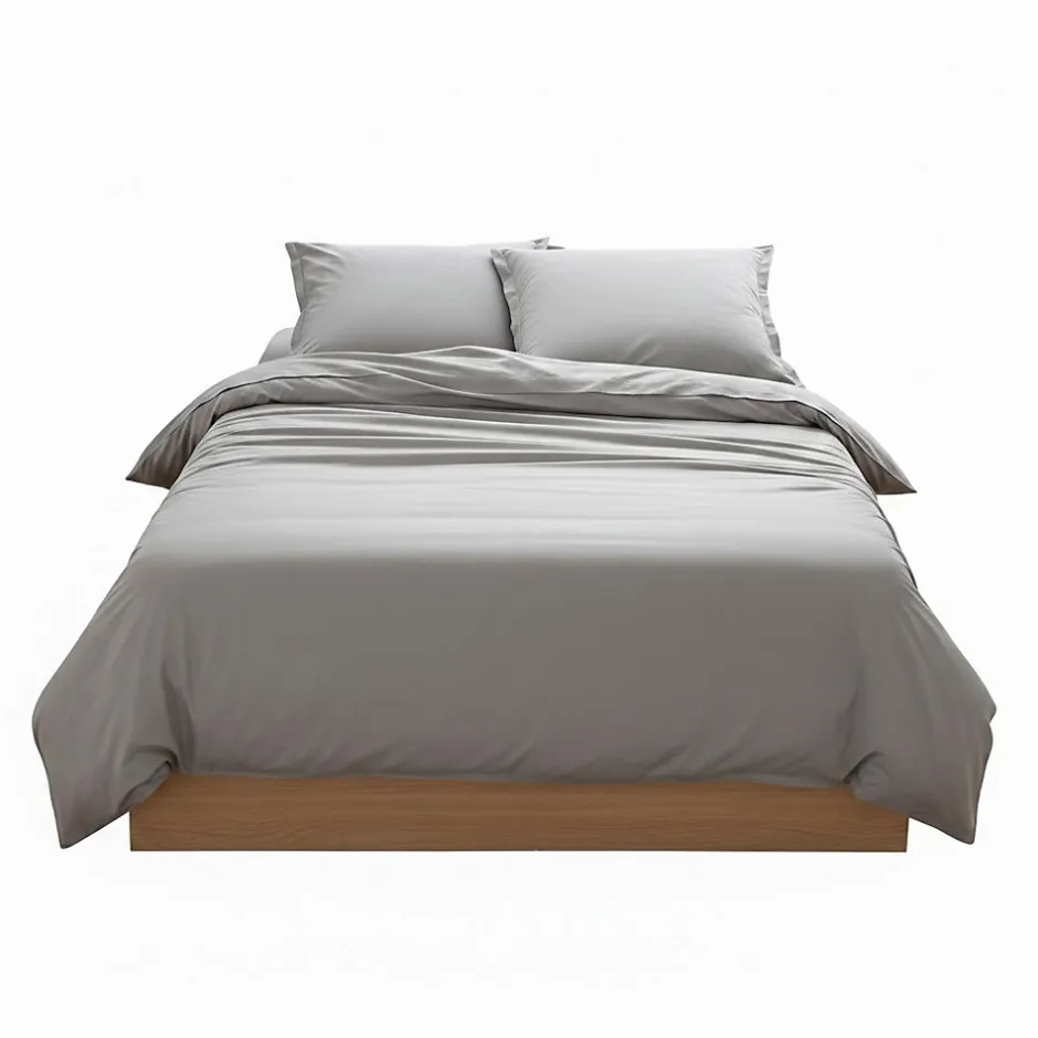 Eden Drap housse coton uni 140 x 190 cm Couleur moderne orage