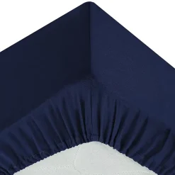 Eden Drap housse coton uni 140 x 190 cm Couleur moderne orage Discount