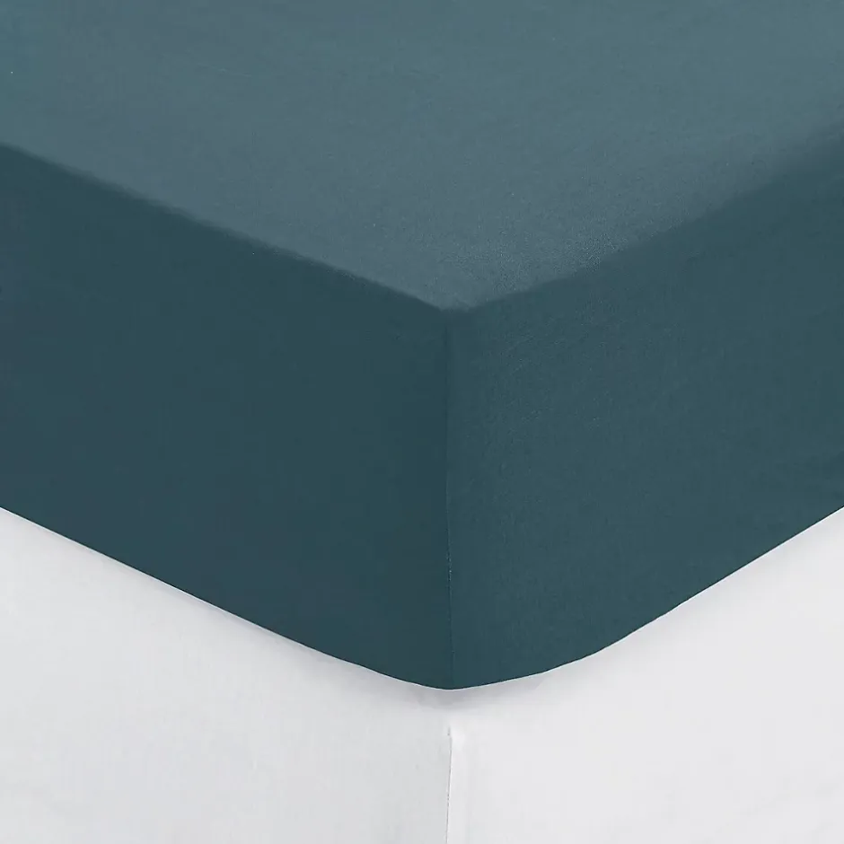 Eden Drap housse coton uni 140 x 190 cm Couleur moderne orage Sale