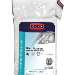 Dodo DRAP HOUSSE - ANTIBACTERIENS - BLANC - 140X190 cm - Bonnet 32 cm
