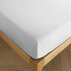 Sleep Retreat Drap housse "Drift" pur coton teint lavé 57 fils/cm² toutes dimensions - Blanc - 180 x 200 cm bonnet de 30 cm