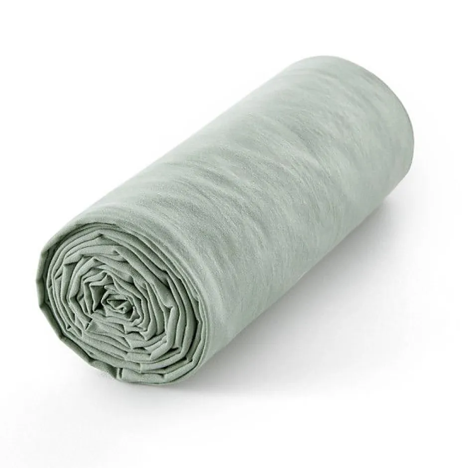 Sleep Retreat Drap housse "Drift" pur coton teint lavé 57 fils/cm² toutes dimensions - Vert - 180 x 200 cm bonnet de 30 cm
