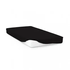 Soleil D'Ocre Drap housse en coton 57 fils 90x200 cm UNI noir, par