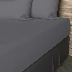 Soleil D'Ocre Drap housse en coton 57 fils 140x190 cm UNI gris, par New