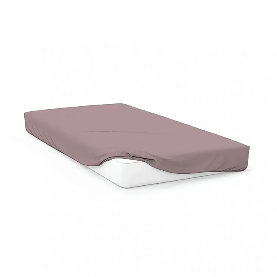 Soleil D'Ocre Drap housse en coton 57 fils 90x190 cm UNI vieux rose, par Outlet