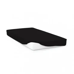 Soleil D'Ocre Drap housse en coton 57 fils 140x200 cm UNI noir, par Hot