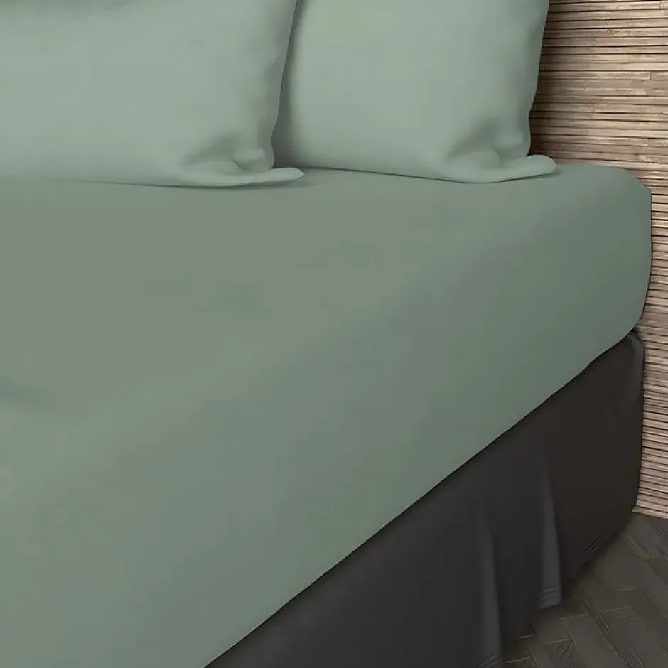 Soleil D'Ocre Drap housse en coton 57 fils 180x200 cm UNI vert d'eau, par
