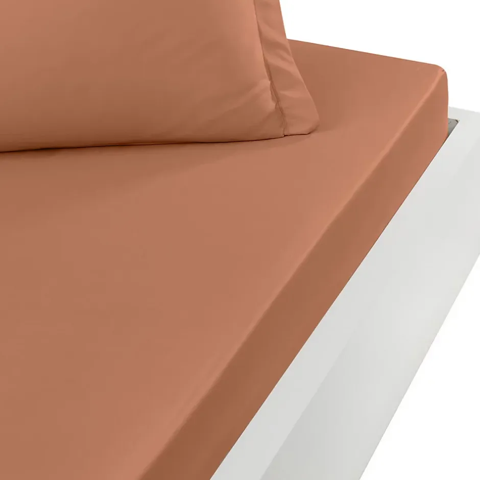 Sensei Maison Drap housse en coton bonnet 30 cm Brique 90x190 cm STUDIO New