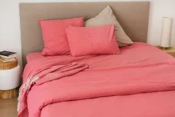 Toison d'Or Drap housse en coton Lavé (160x200 cm - Rose)