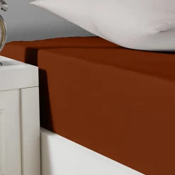 Sensei Maison Drap housse en coton lavé biologique bonnet 30 cm Auburn 90x190 cm ORGANIKA