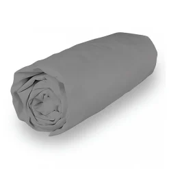 Soleil D'Ocre Drap housse en coton 160x200 cm PERCALE gris, par