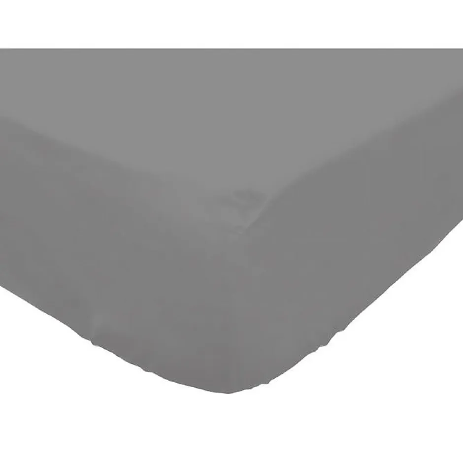 Soleil D'Ocre Drap housse en coton 160x200 cm PERCALE gris, par