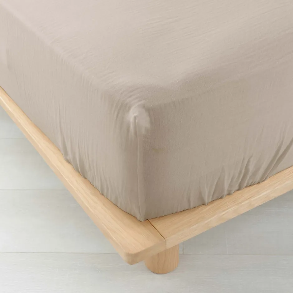Douceur D'Intérieur Drap Housse en gaze de coton (160x200 cm - Sable)