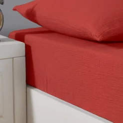 Sensei Maison Drap housse en gaze de coton bonnet 30 cm Terracota 140x200 cm LOFT Clearance