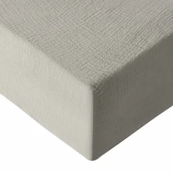 Sensei Maison Drap housse en gaze de coton bonnet 30 cm Gris Perle 180x200 cm LOFT