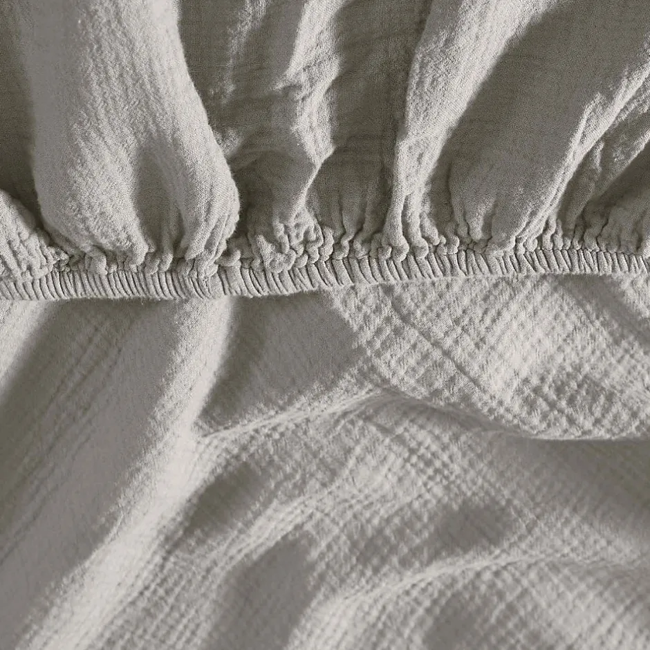 Sensei Maison Drap housse en gaze de coton bonnet 30 cm Gris Perle 180x200 cm LOFT