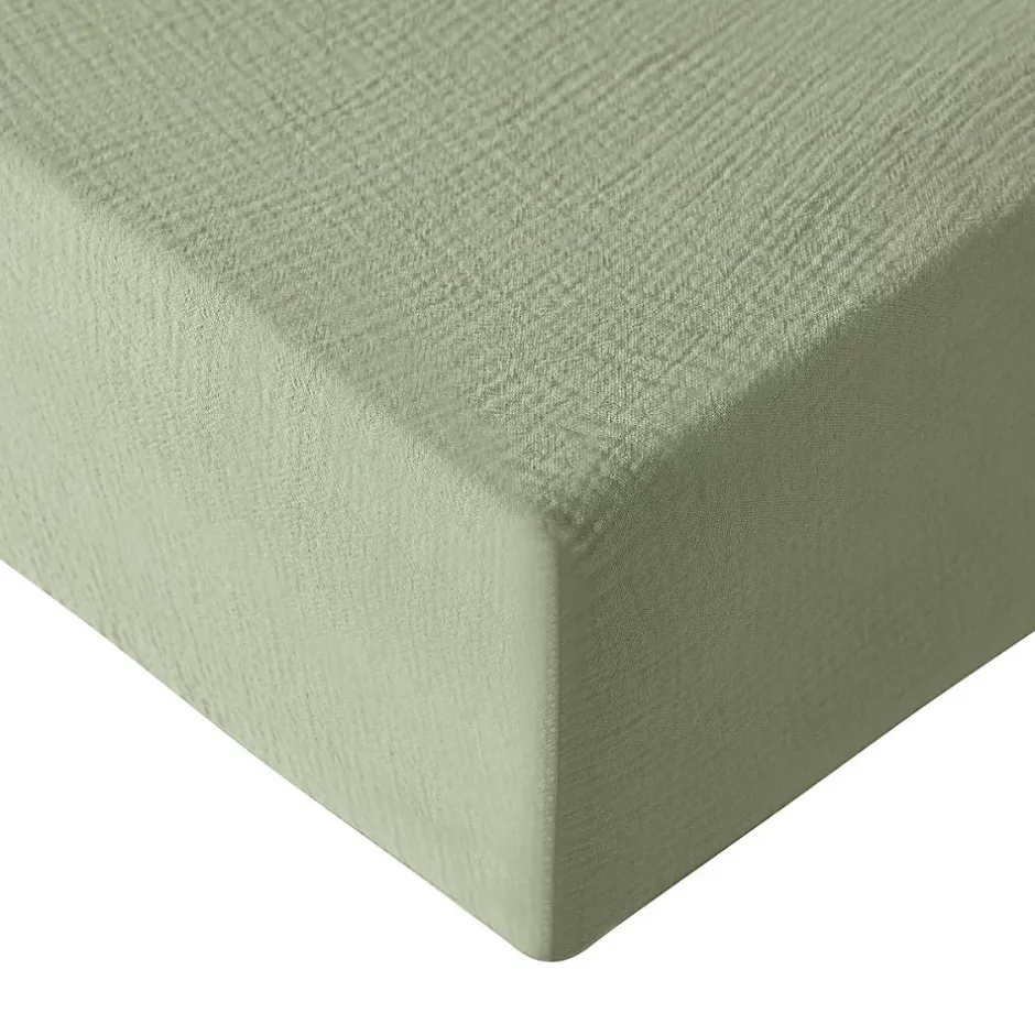 Sensei Maison Drap housse en gaze de coton bonnet 30 cm Sauge 160x200 cm LOFT Sale