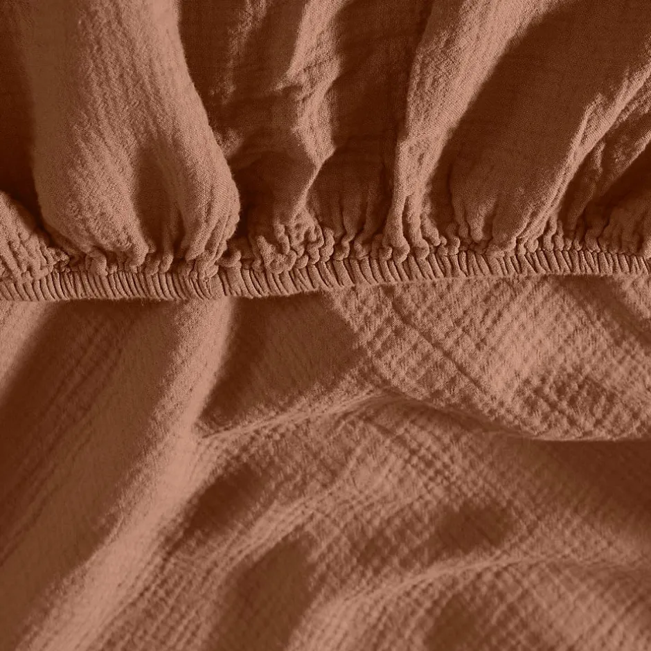 Sensei Maison Drap housse en gaze de coton bonnet 30 cm Brique 160x200 cm LOFT Clearance