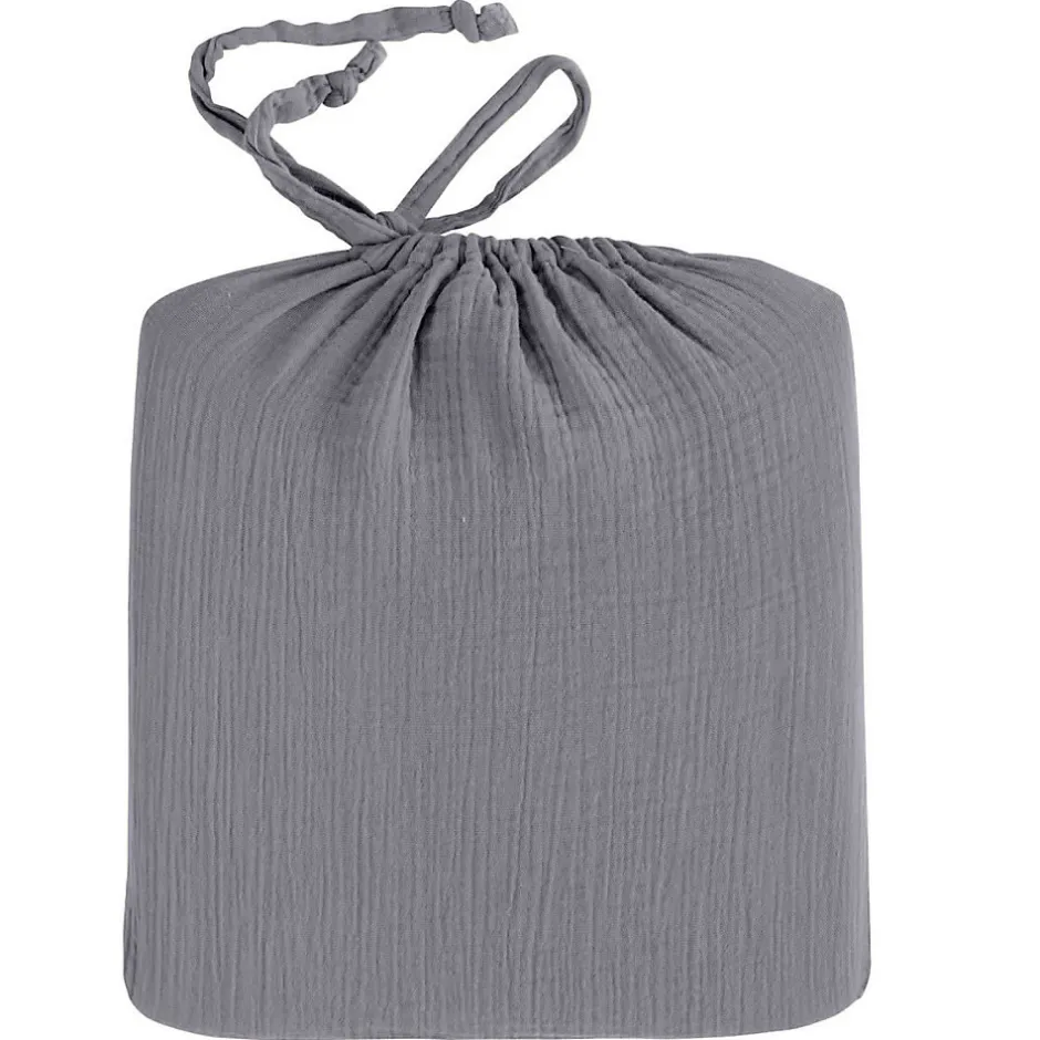 Sensei Maison Drap housse en gaze de coton bonnet 30 cm Ardoise 160x200 cm LOFT