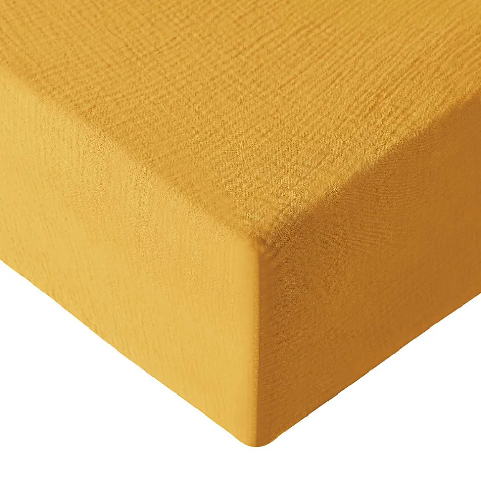Sensei Maison Drap housse en gaze de coton bonnet 30 cm Caramel 180x200 cm LOFT