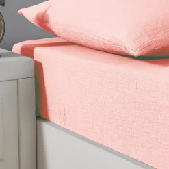 Sensei Maison Drap housse en gaze de coton bonnet 30 cm Poudre 180x200 cm LOFT