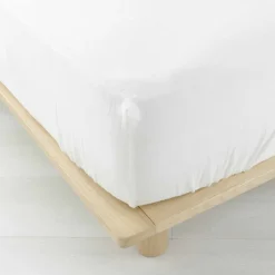 Douceur D'Intérieur Drap Housse en gaze de coton (140x190 cm - Blanc)