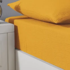 Sensei Maison Drap housse en gaze de coton bonnet 30 cm Caramel 80x200 cm LOFT Online