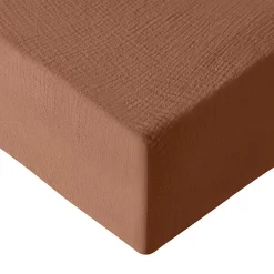 Sensei Maison Drap housse en gaze de coton bonnet 30 cm Brique 140x200 cm LOFT Discount