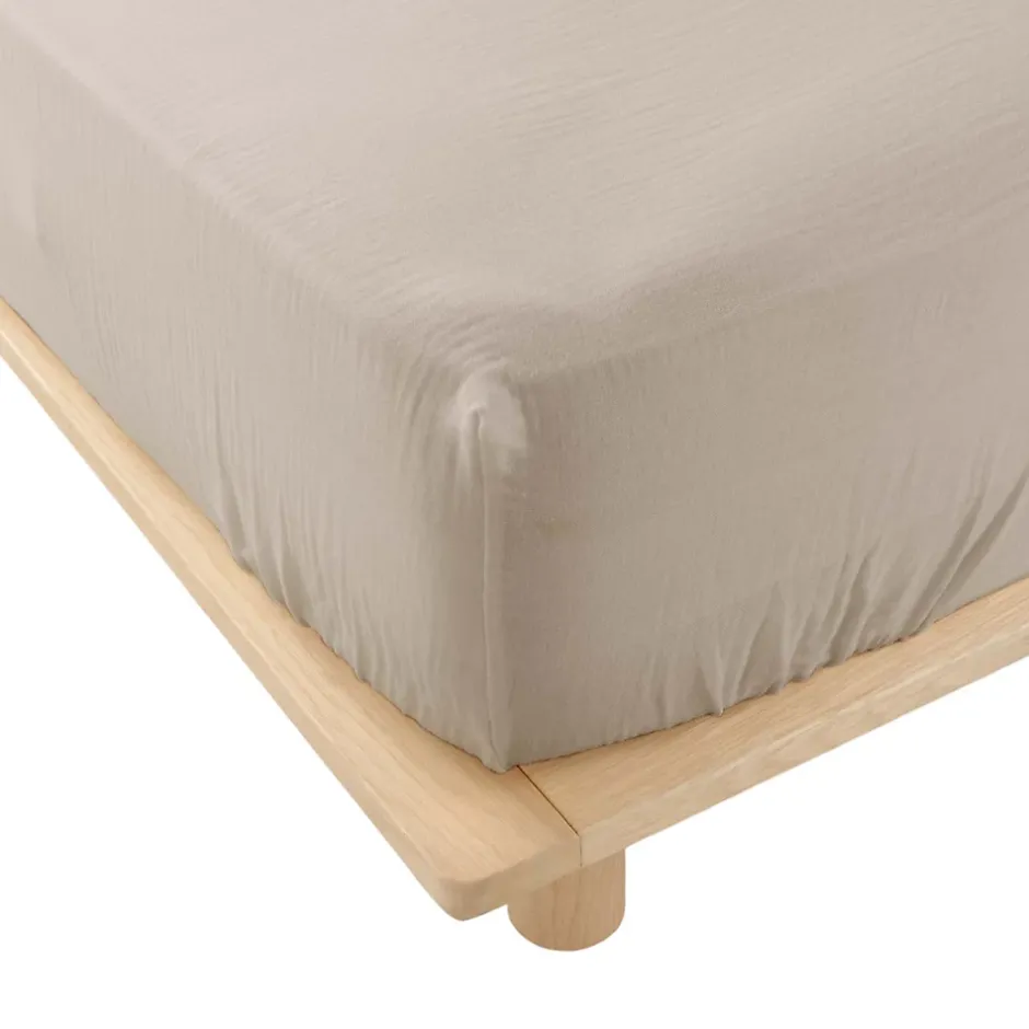 Eden Drap housse en gaze de coton 160 x 200 cm Tendance uni sable Online